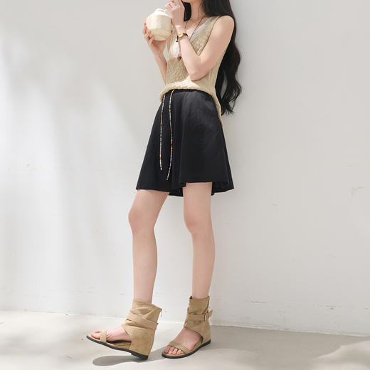 【莱赛尔】三彩2026夏季新款休闲裤高腰宽松阔腿裤五分中裤显瘦M 商品图1