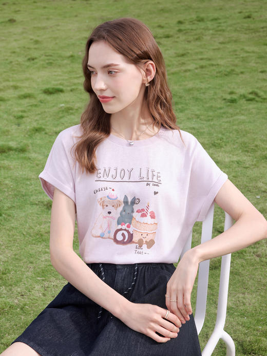 【百图lulu定制】【派对T恤】夏季卡通 彩绘 减龄 百搭 圆领 短袖 T恤 商品图7