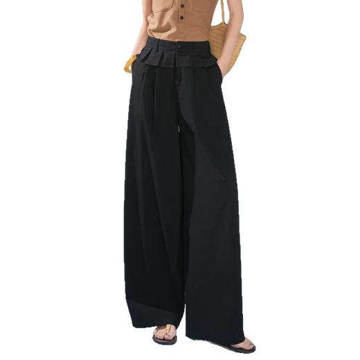 「自」全新升级【铂金会员146/天猫199/差价53】(03920)洛诗琳气质百搭高腰阔腿裤女2026春夏新款设计感通勤长裤 商品图4