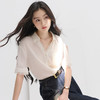 三彩2026夏季新款花边拼接衬衫翻领中袖衬衣宽松上衣S 商品缩略图1