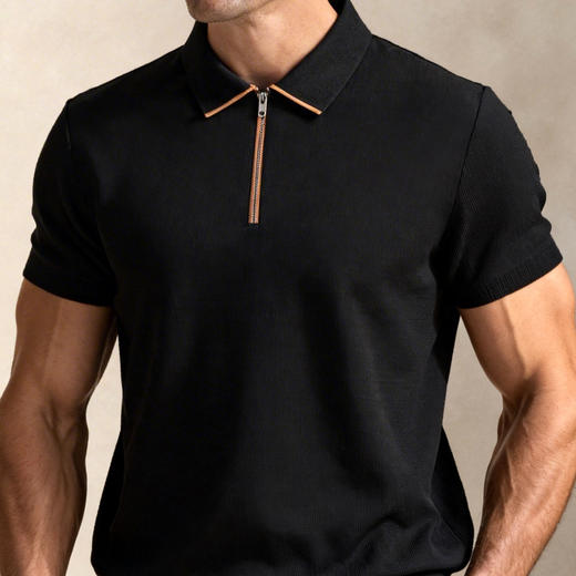 【DWP】大依优型大码半拉链短袖POLO衫透气商务休闲翻领T恤男士上衣半袖 商品图4