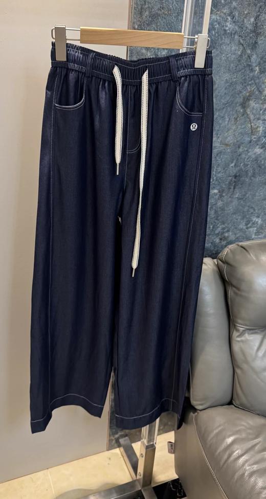 F040902春夏季新款藏青天丝牛仔面料垂坠感拉满柔软透气不闷汗阔腿裤长裤 商品图0