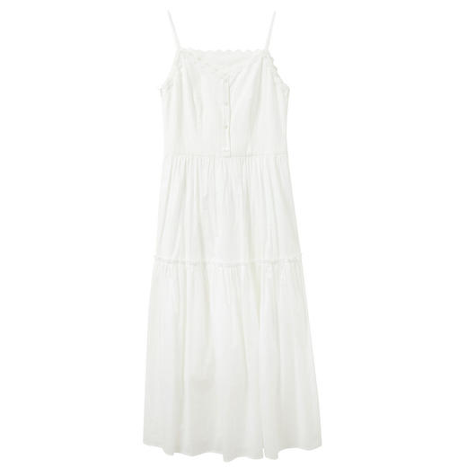 【100棉】三彩2026夏季新款无袖小白裙连衣裙收腰吊带长裙M 商品图4