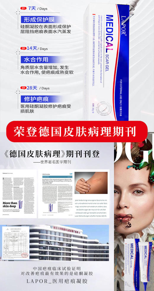 【医用级 专供疤痕 到手两支】德国LAPOR 疤痕凝胶30gx2 祛疤淡印修复 商品图4