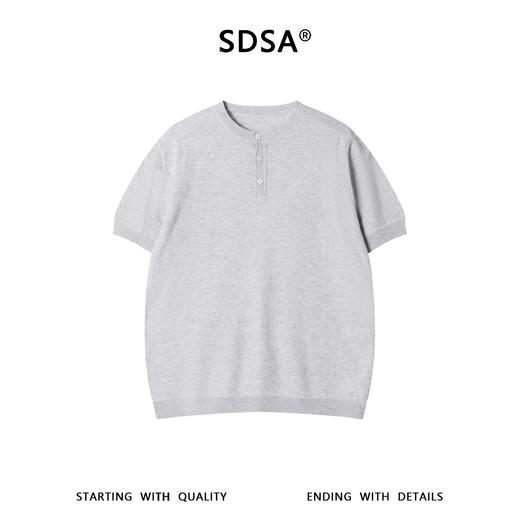 SDSA男装2026新款高贵轻奢简纯色半纽扣亨利领肌理针织短袖T恤 商品图0