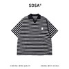 SDSA男装2026新款高贵轻奢宽松撞色条纹小V翻领短袖T恤百搭时尚 商品缩略图0