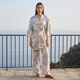 南法SJD/soie jardin3#花园新品热卖款春夏桑蚕丝印花桑蚕丝家居服宽松晨袍S312PD91