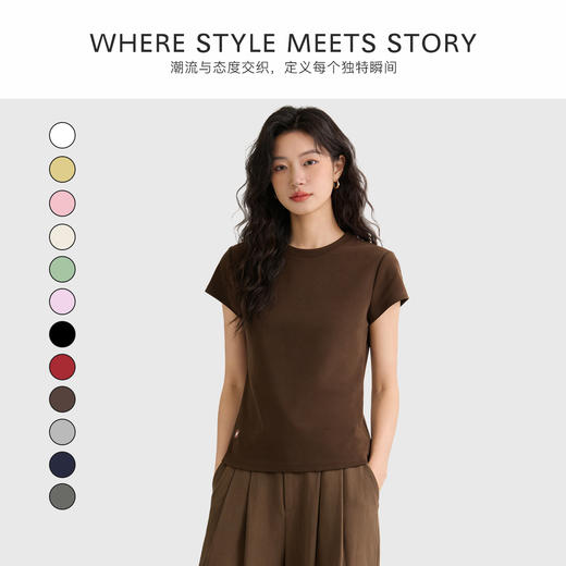 （89元2件）小飞袖纯色圆领T恤，藏肉显瘦，软糯清爽，穿出高级感（3-7天发货） 商品图2