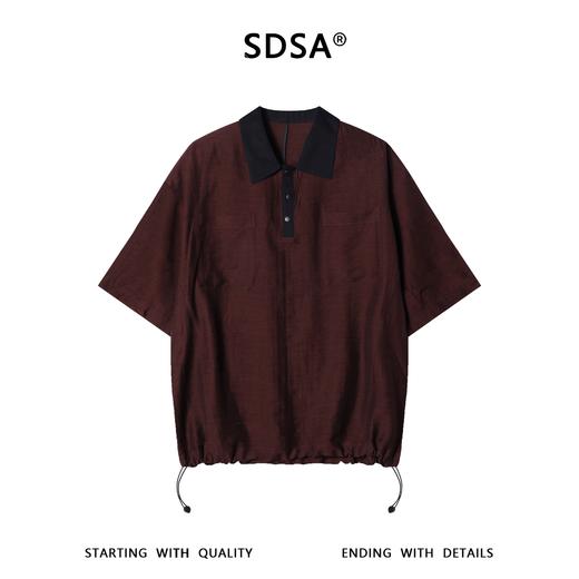 SDSA男装2026新款轻奢复古舒适半按扣翻领短袖衬衫下摆松紧百搭 商品图0