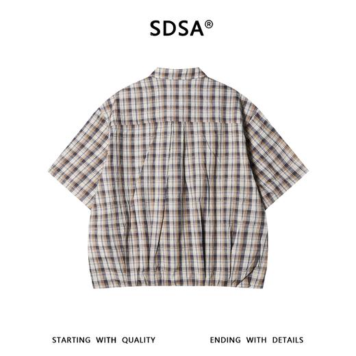 SDSA男装2026新款高贵轻奢港风复古撞色格子短袖衬衫百搭简约上衣 商品图1