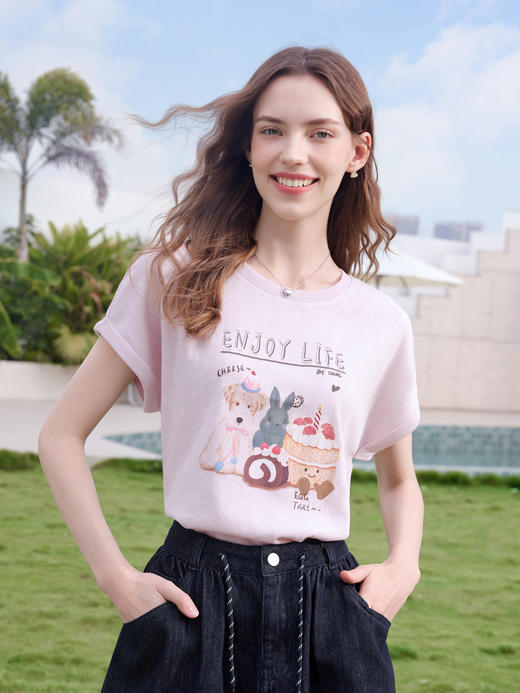 【百图lulu定制】【派对T恤】夏季卡通 彩绘 减龄 百搭 圆领 短袖 T恤 商品图6