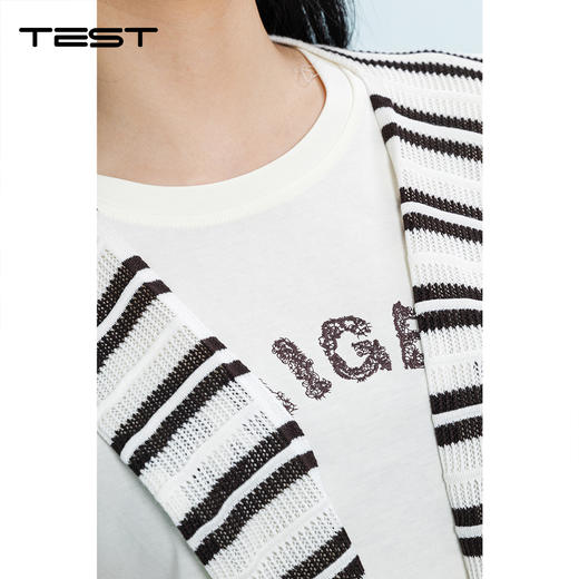 夏上新条纹披肩短袖韩系慵懒风T恤1262046 商品图3