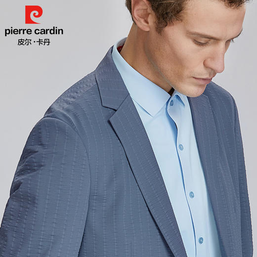【三防处理 四面高弹】皮尔卡丹 泡泡纱竖纹提花针织西服 商品图4