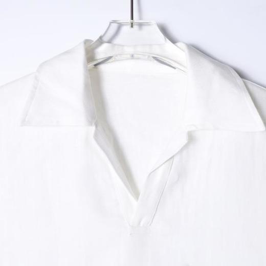 SDSA男装2026新款高贵轻奢宽松简约纯色小V翻领短袖T恤百搭时尚 商品图2