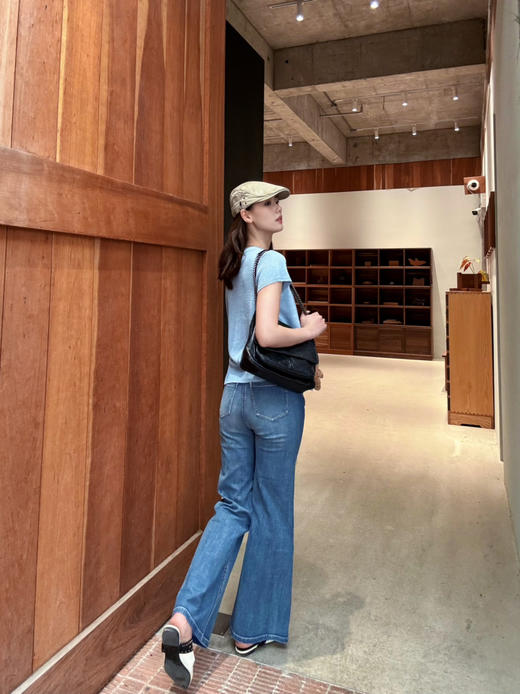 【腿精本腿】噢蜜ooomeooo高弹修身喇叭牛仔裤 商品图1