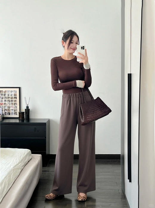 专柜实拍【莫代尔！舒芙蕾触感】拉夏贝尔/La Chapelle软糯舒适松紧腰内里抽绳口袋设计净版垂感显瘦休闲裤 商品图8