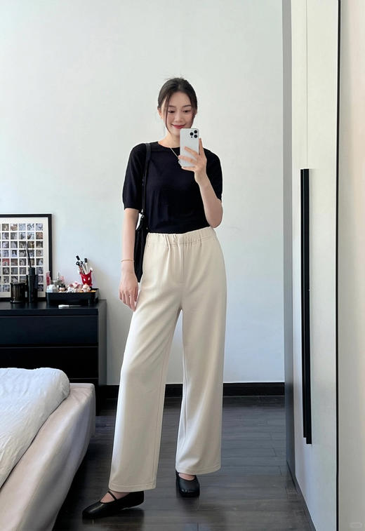 专柜实拍【莫代尔！舒芙蕾触感】拉夏贝尔/La Chapelle软糯舒适松紧腰内里抽绳口袋设计净版垂感显瘦休闲裤 商品图9