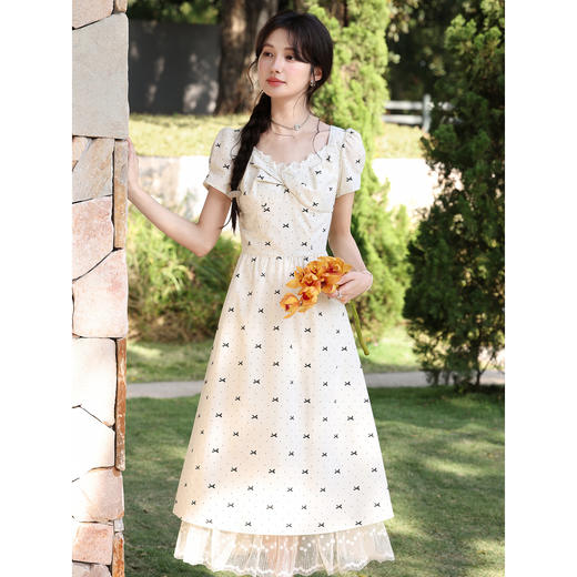 鹿向南「可可情书」法式温柔设计感波点连衣裙女夏新款显瘦A字裙 商品图1