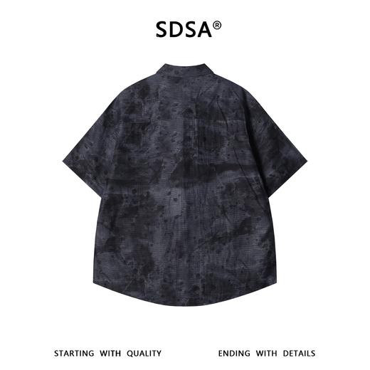 SDSA男装2026新款高贵轻奢新中式扎染水墨设计短袖衬衫百搭时尚 商品图1