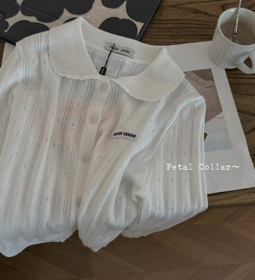 miu风同款花瓣领小开衫外套 商品图5