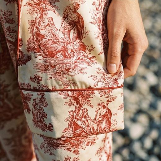 南法SJD/soie jardin3#晚红丝绸睡衣原创印花真桑蚕丝家居服长袖长裤套装S302TC78 商品图3
