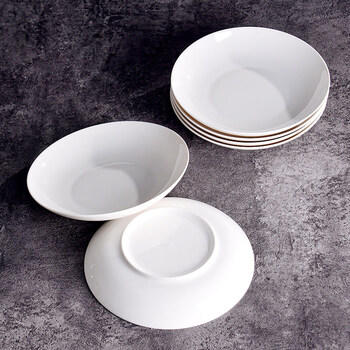 洁雅杰陶瓷盘家用白瓷盘子8英寸中式釉下彩餐盘菜盘汤盘微波炉可用6只装 /厨具 /餐具 /盘/碟 商品图4