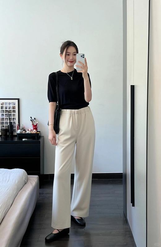 专柜实拍【莫代尔！舒芙蕾触感】拉夏贝尔/La Chapelle软糯舒适松紧腰内里抽绳口袋设计净版垂感显瘦休闲裤 商品图10