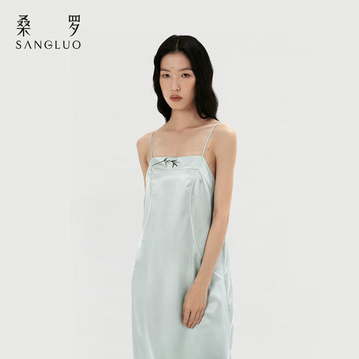 节节高』桑罗轻中式休闲吊带裙100%桑蚕丝长款真丝睡裙可外穿礼物 商品图3