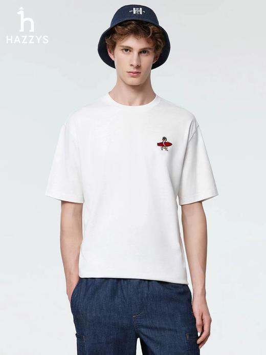 F040923夏季新款男士日常百搭圆领刺绣宽松休闲时尚上衣短袖T恤 商品图9