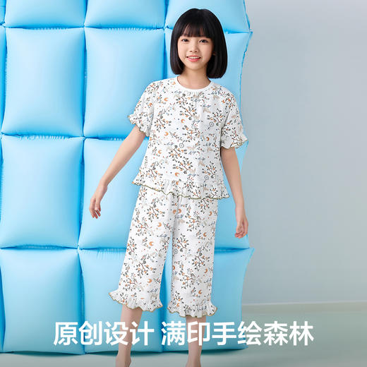 【清仓捡漏】【120-160】【有棵树】女童夏季短袖七分裤家居服套装 商品图2