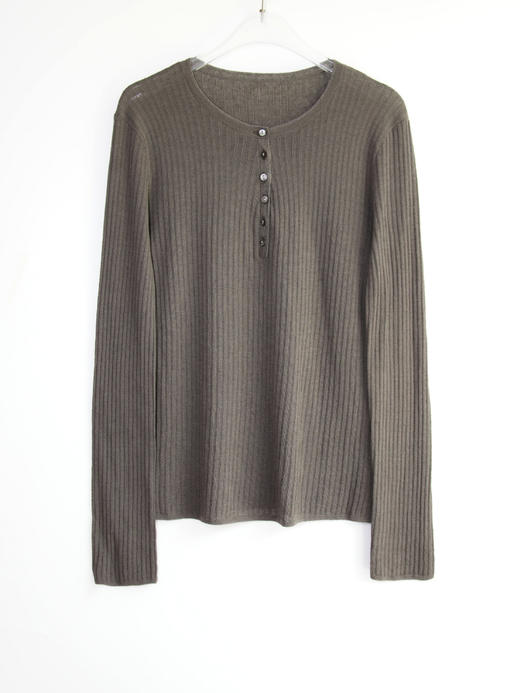 亚麻棉精纺修身亨利V领长袖针织衫 商品图4