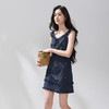 三彩2026夏季新款仿牛仔连衣裙木耳边收腰A字裙短裙M 商品缩略图3
