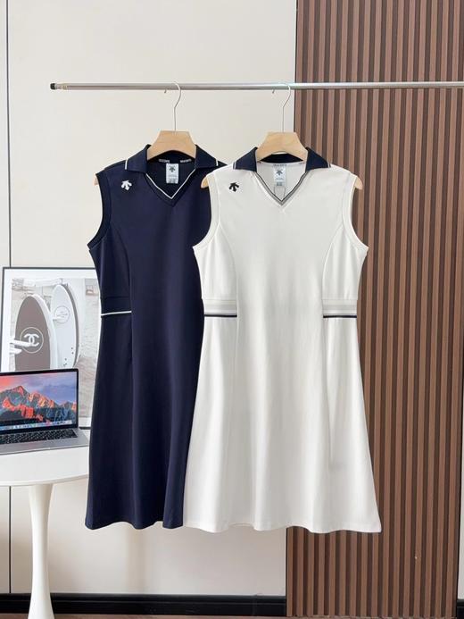 F040910春夏季新款柔软亲肤垂坠感强抗皱耐磨高尔夫女无袖收腰V领连衣裙 商品图0