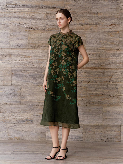 【复古中国风印花真丝裙】26年春夏新品女士100%桑蚕丝中长款裙子 商品图2