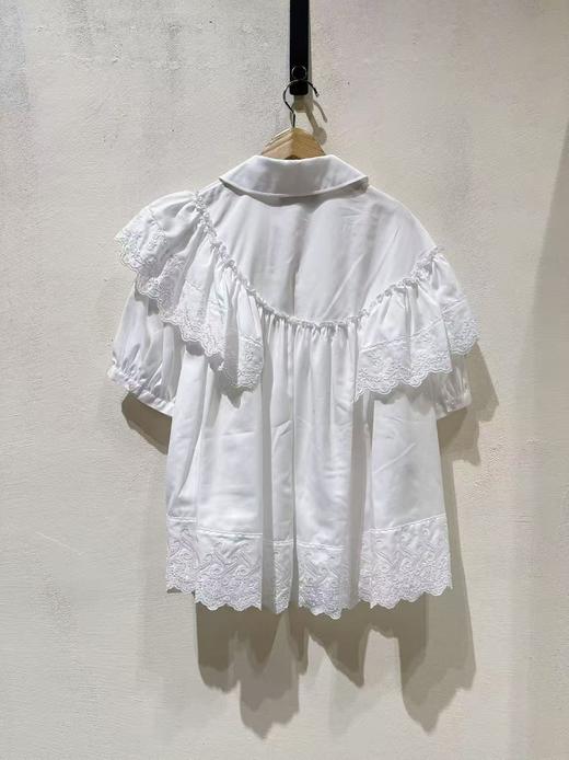 女款木耳边拼接短袖上衣ba 商品图1