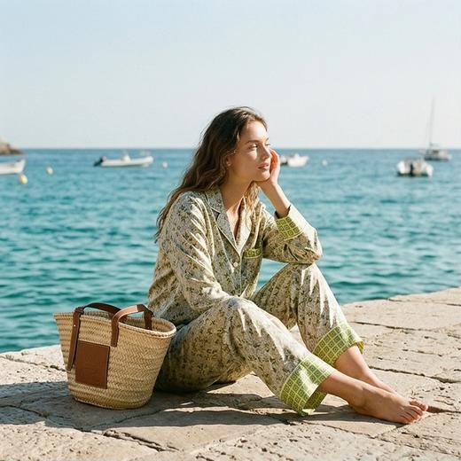 南法SJD/soie jardin3#几何热卖印花女士桑蚕丝几何印花家居服睡衣三件套S382T 商品图1