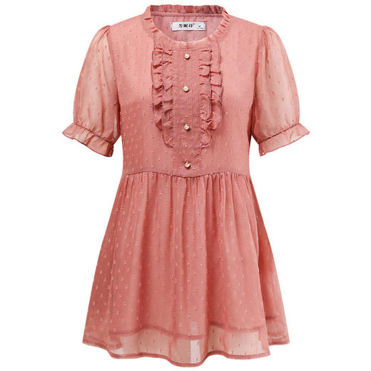 2026夏季新款女短袖遮肚子雪纺衫胖mm中长款宽松大码女装上衣时尚 商品图4