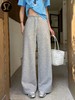 F040934春夏季新款高弹软糯亲肤透气高腰抽绳腰头直筒阔腿长裤卫裤 商品缩略图14
