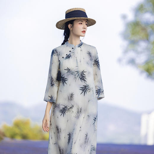 新中式棉麻女装苎麻连衣裙，立领国风复古改良旗袍TT-96222 商品图3