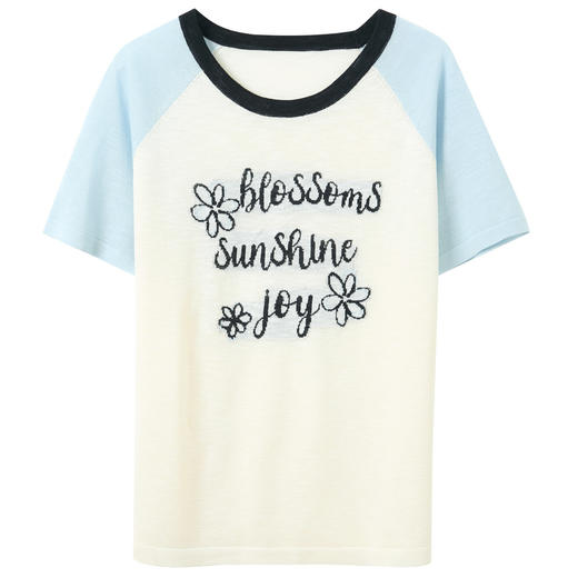 【莱赛尔】三彩2026夏季新款撞色插肩袖字母针织衫上衣宽松休闲M 商品图4