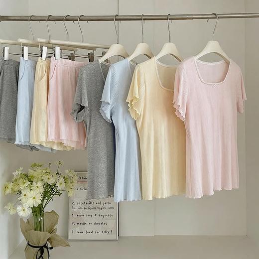 A类纯棉免穿文胸睡衣法式蕾丝家居服带胸垫两件套 商品图3