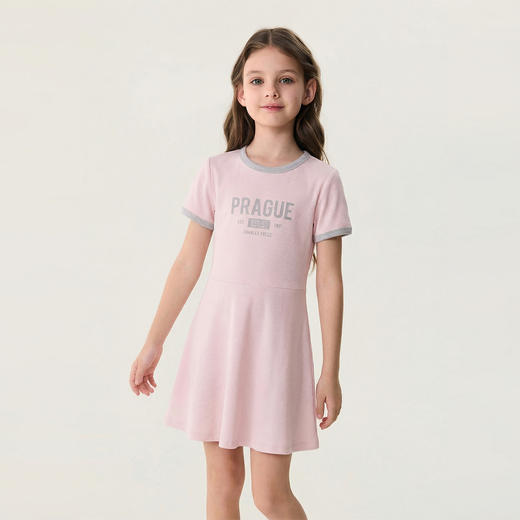 马克珍妮复古运动风女童柔弹罗纹连衣裙2026年夏装新款560556 商品图2