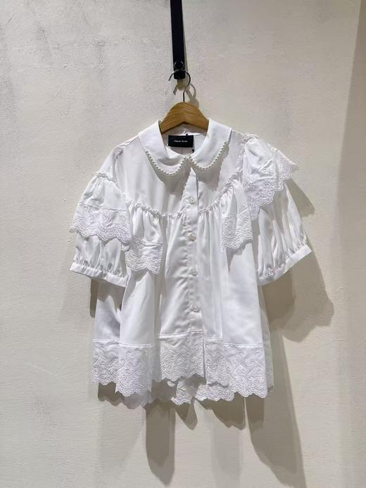 女款木耳边拼接短袖上衣ba 商品图0