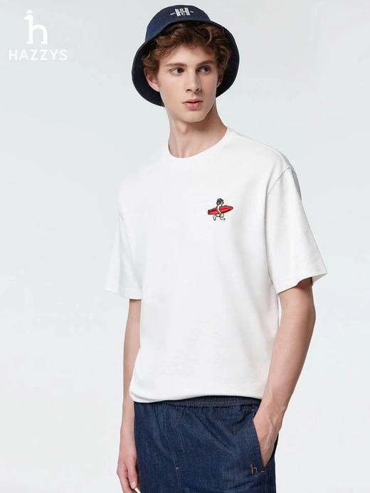 F040923夏季新款男士日常百搭圆领刺绣宽松休闲时尚上衣短袖T恤 商品图12