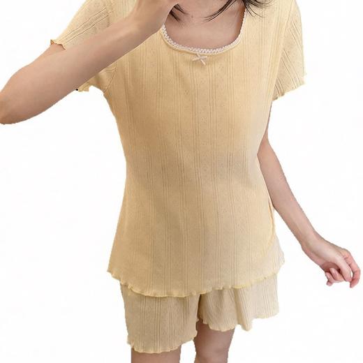 A类纯棉免穿文胸睡衣法式蕾丝家居服带胸垫两件套 商品图4