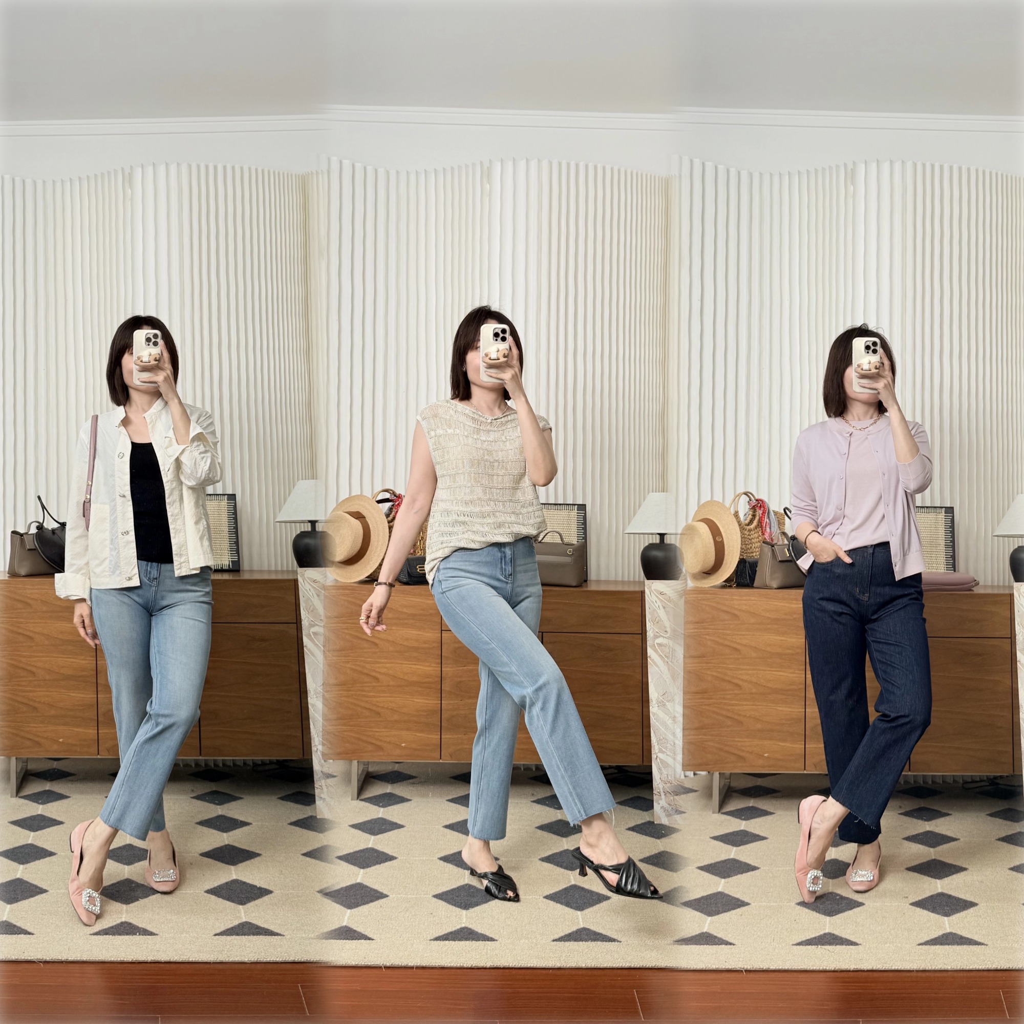 【贝拉推荐】冷晶醋酸牛仔裤 九分直筒法棍牛仔裤 前进ADVANCE冷晶醋酸四面弹FREE CROSS九分直筒春夏牛仔神裤 轻！薄！软！弹！