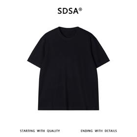 SDSA男装2026新款高贵轻奢基础款舒适纯色小标圆领短袖T恤休闲潮