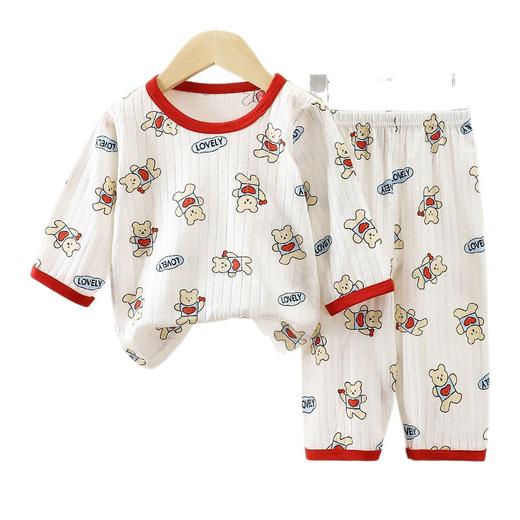 春夏儿童七分袖纯棉家居服套装透气舒适纯棉呼吸棉宝宝睡衣空调服 商品图4