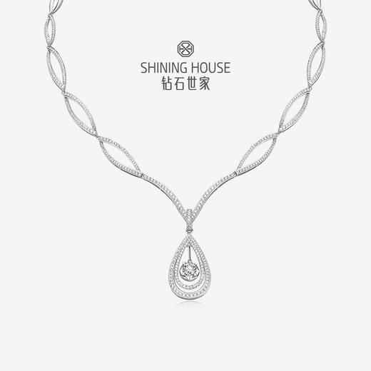 幻美佳人系列[天然] 钻石世家 18k金钻石项链 18K金钻石耳饰 天然真钻K金项链K金耳饰婚嫁结婚订婚耀目群镶18K金天然真钻钻石项链钻石耳饰（预计3天发货） 商品图0
