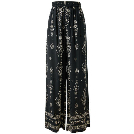 【民族风印花阔腿裤】三彩2026夏季新款休闲裤高腰宽松长裤垂感M 商品图4